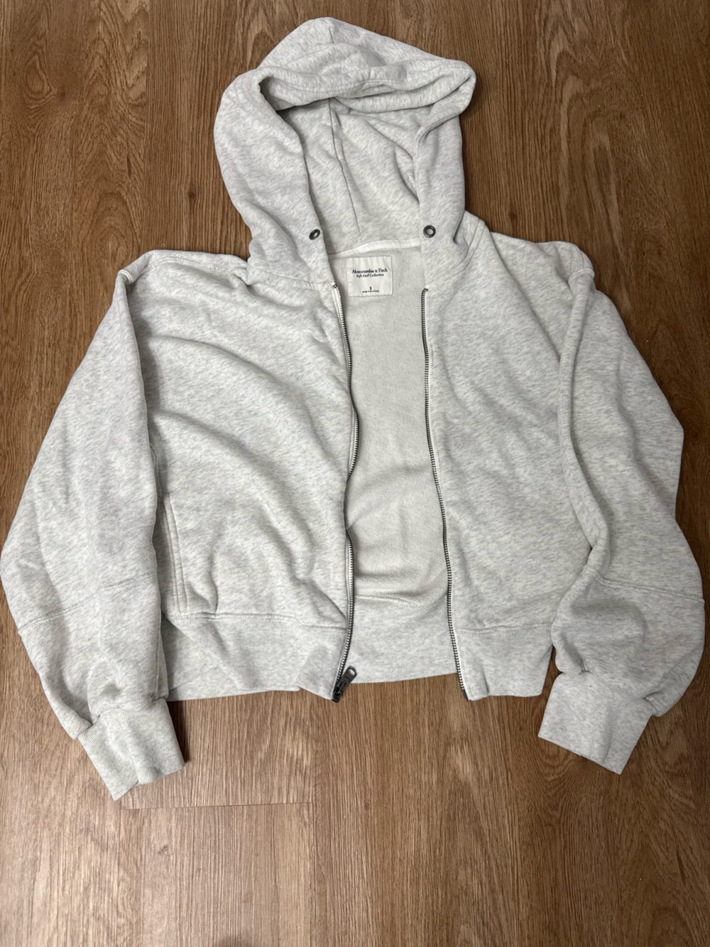 Abercrombie & Fitch Light Gray Full-Zip Hoodie